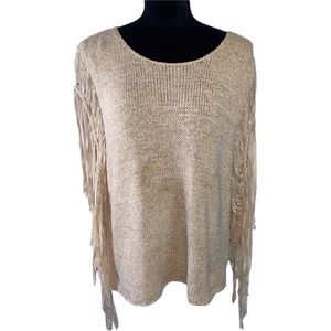 Chico’s Tan Fringe Sleeve Sweater